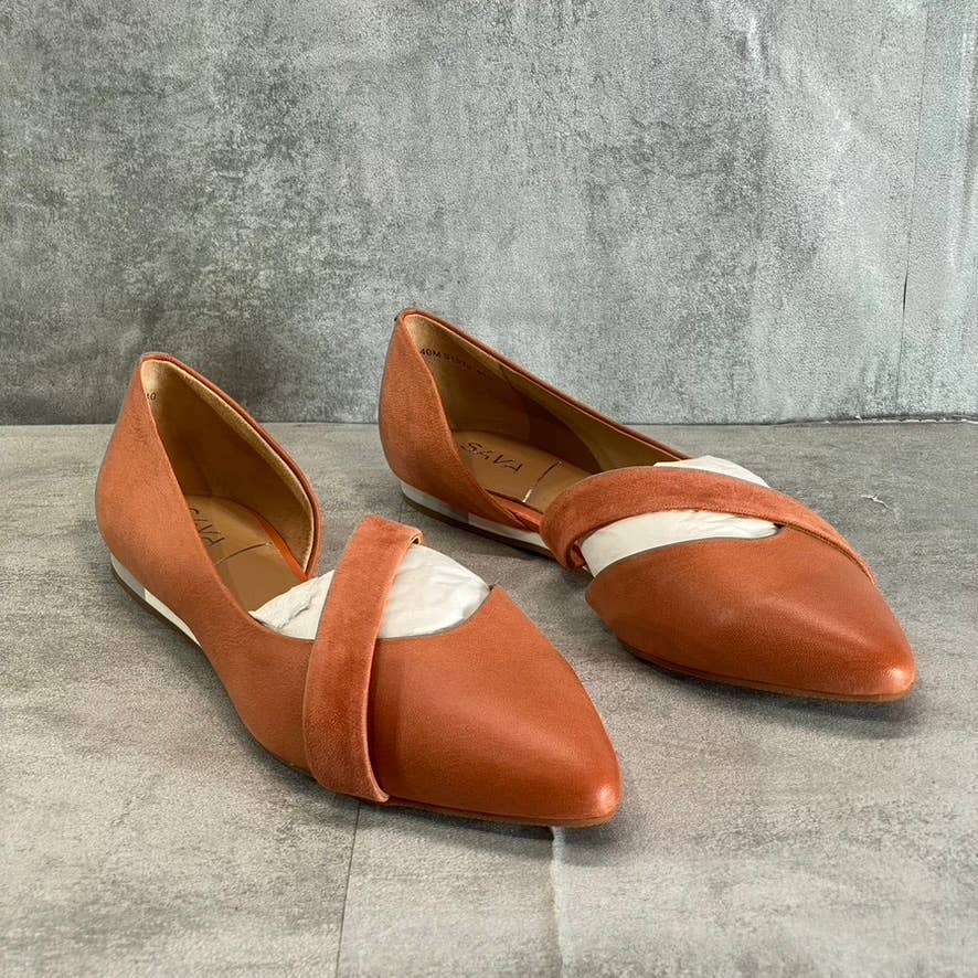 SAVA Women's Coral Leather Lennox Pointed-Toe Slip-On Memory Foam Flats SZ 9.5