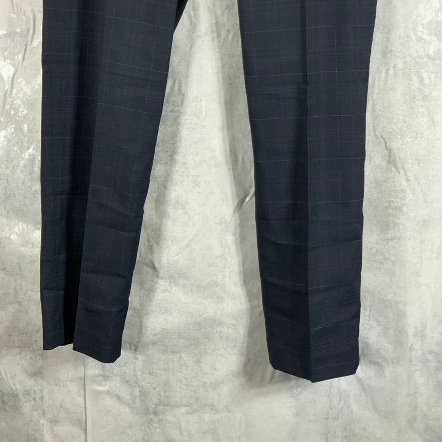 PERRY ELLIS PORTFOLIO Men's Navy Plaid Slim-Fit Performance Stretch Dress Pants