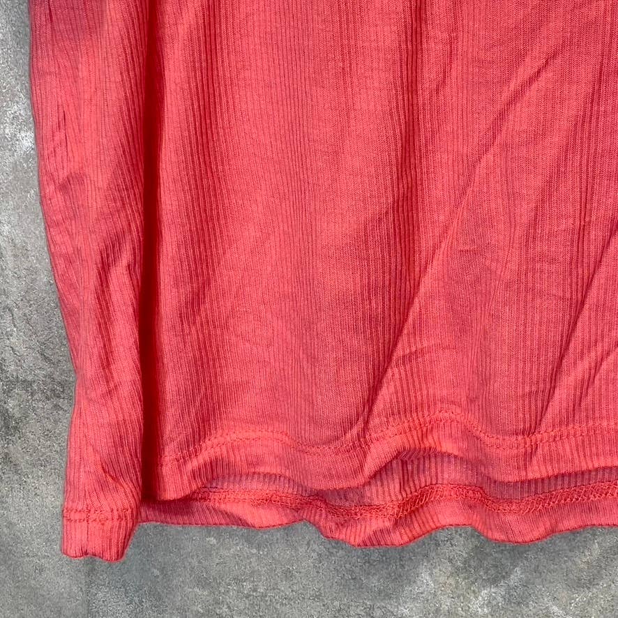 JONES NEW YORK Sport Women's Fresh Coral Ribbed Short Sleeve Top SZ M