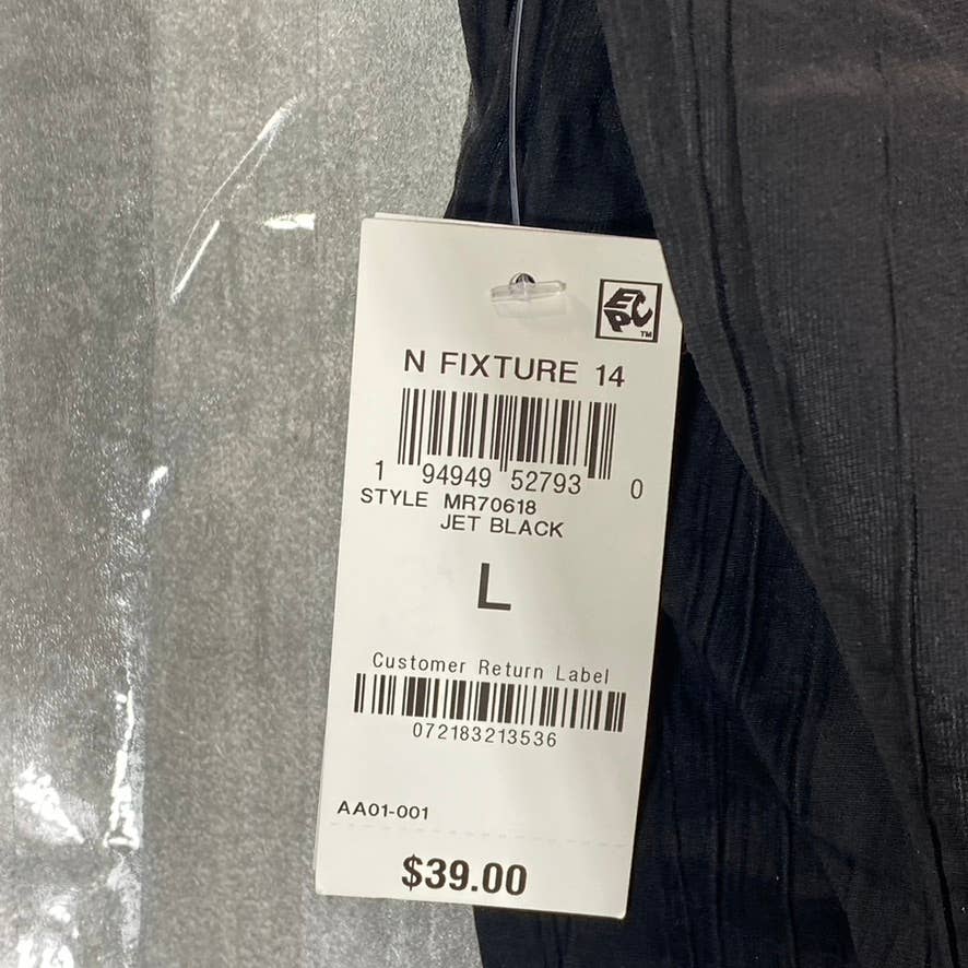 AND NOW THIS Women's Jet Black Twisted-Front Crinkle Short Sleeve Crop Top SZ L