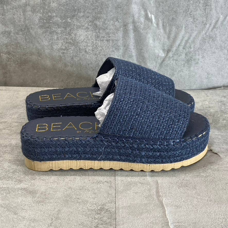 BEACH By MATISSE Women's Navy Woven Del Mar Espadrille Platform Slide Sandals