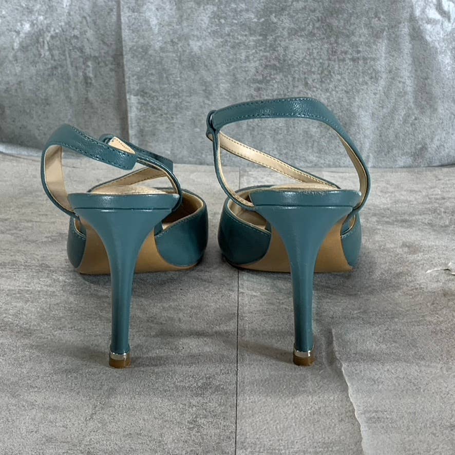 KENNETH COLE NEW YORK Women's Sea Green Leather Riley 85 Asymmetrical Pumps SZ 8