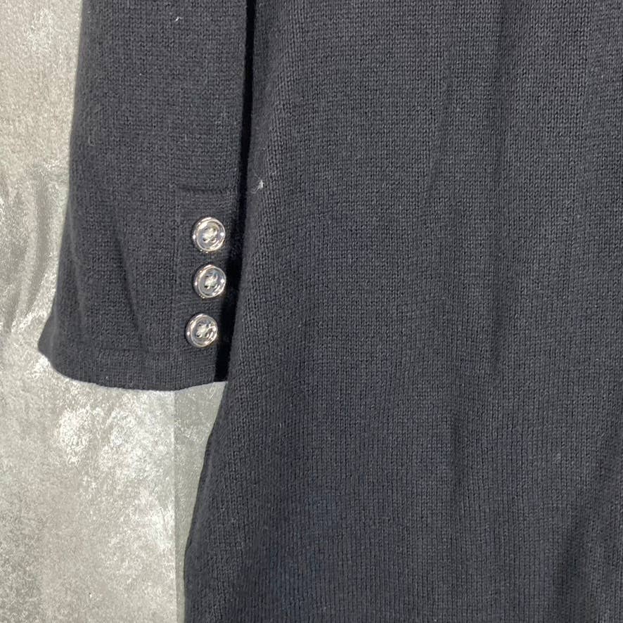 KAREN SCOTT Women's Deep Black Colorblocked Boat-Neck 3/4 Sleeve Top SZ M