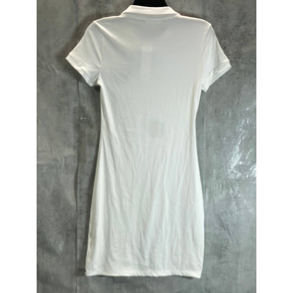 ULTRA FLIRT Juniors' White Butterfly Graphic Short-Sleeve Bodycon Polo Dress