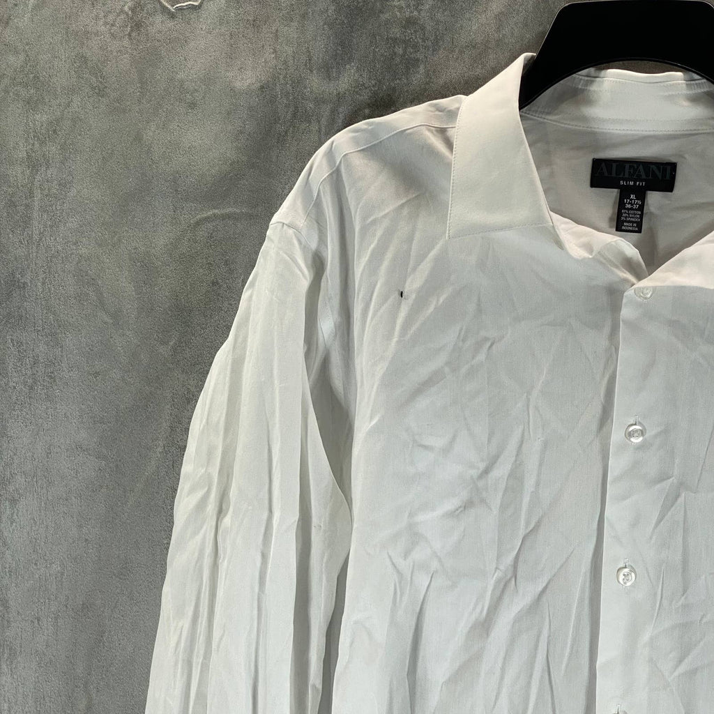 ALFANI Men's White Slim-Fit 2-Way Stretch Button-Up Long-Sleeve Dress Shirt SZXL