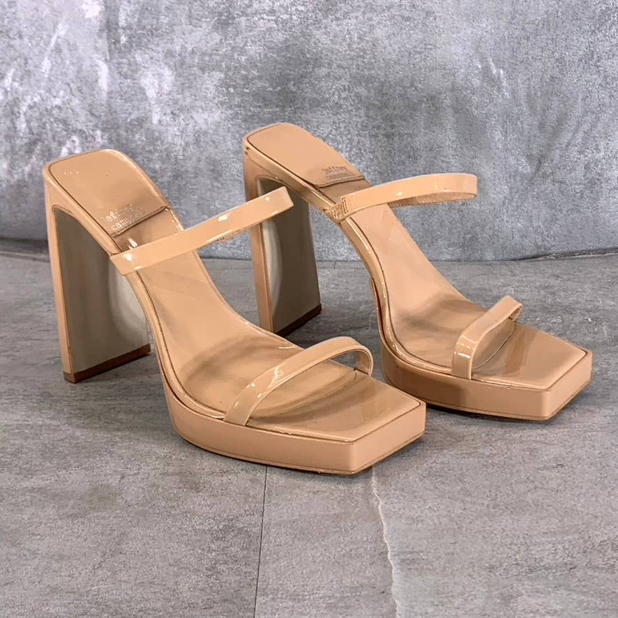 JEFFREY CAMPBELL Women's Dusty Nude Patent Hustler Platform Sandals SZ 8