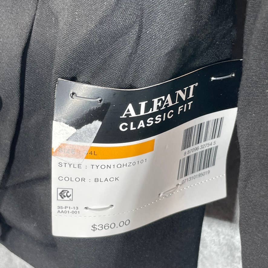 ALFANI Men's Solid Black Long Classic-Fit Stretch Two-Button Suit Jacket SZ 44L