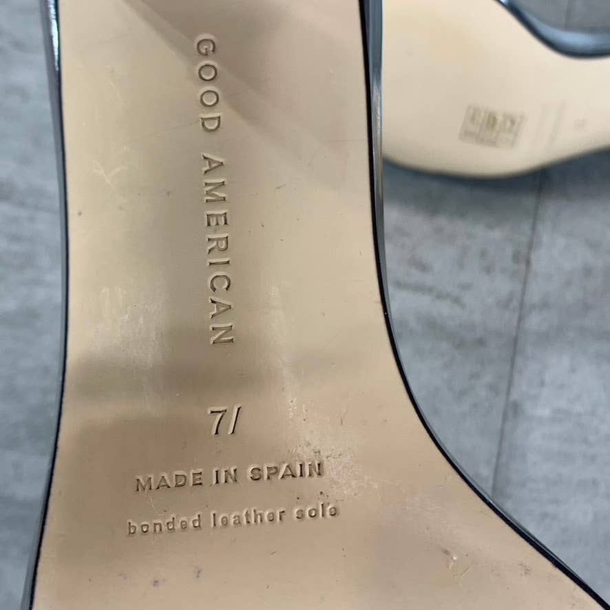 GOOD AMERICAN Women's Silver Metallic Square-Toe Block-Heel Sandals SZ 7