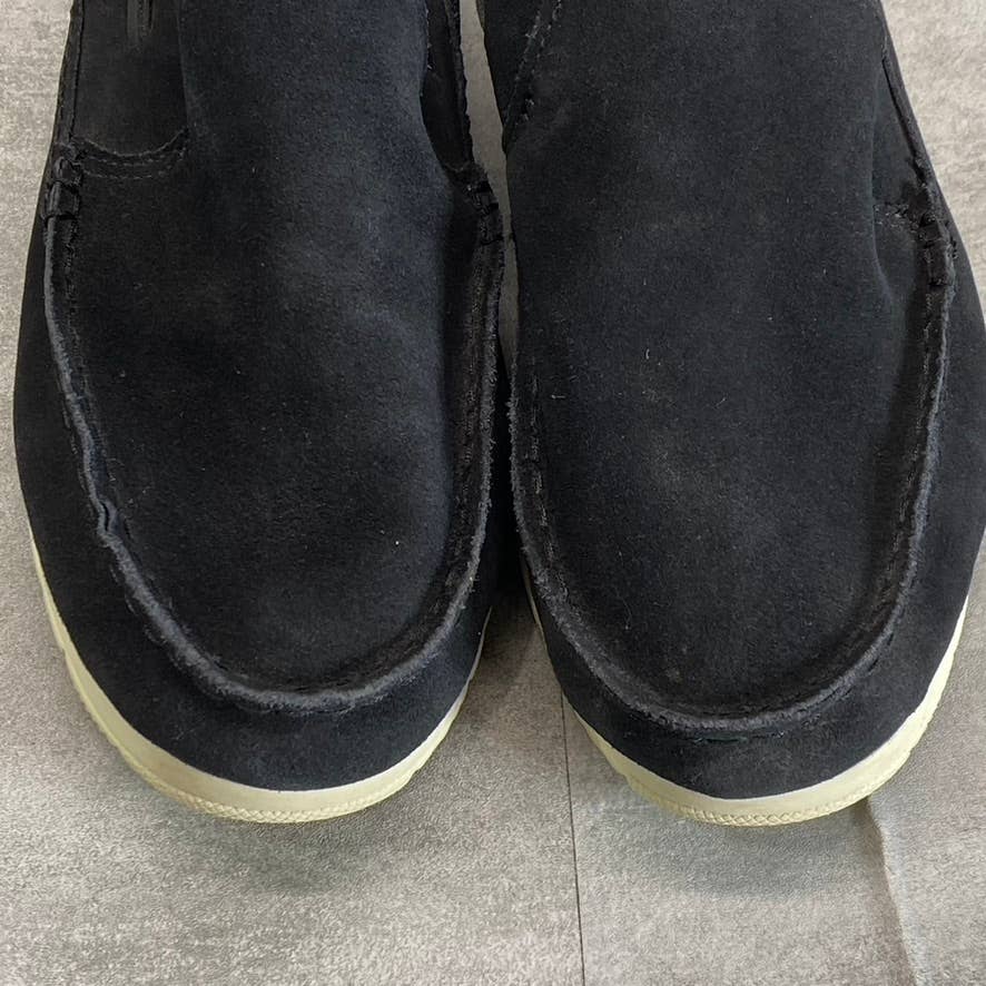 SPERRY Women's Black Suede Moc-Sider Faux-Fur Water-Resistant Slip-On Shoes SZ 7