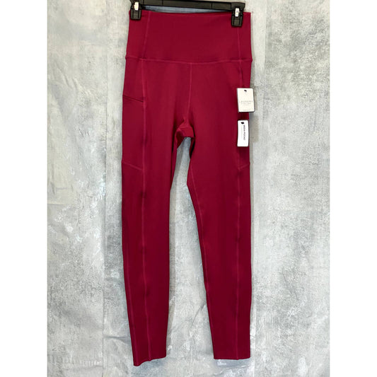 LAUNDRY By Shelli Segal Women's Solid Berry Zipper Media Pocket High-Rise Leggings SZ M