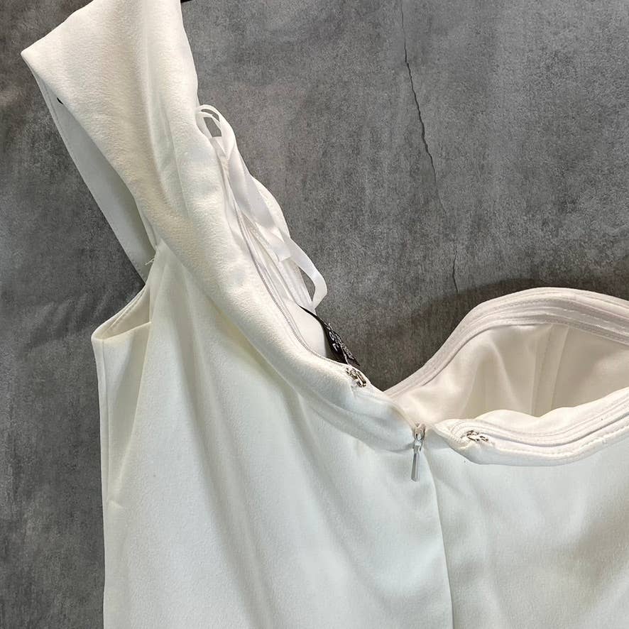 AQUA FORMAL Women's White One-Shoulder Scuba Crepe Bodycon Mini Dress SZ 8