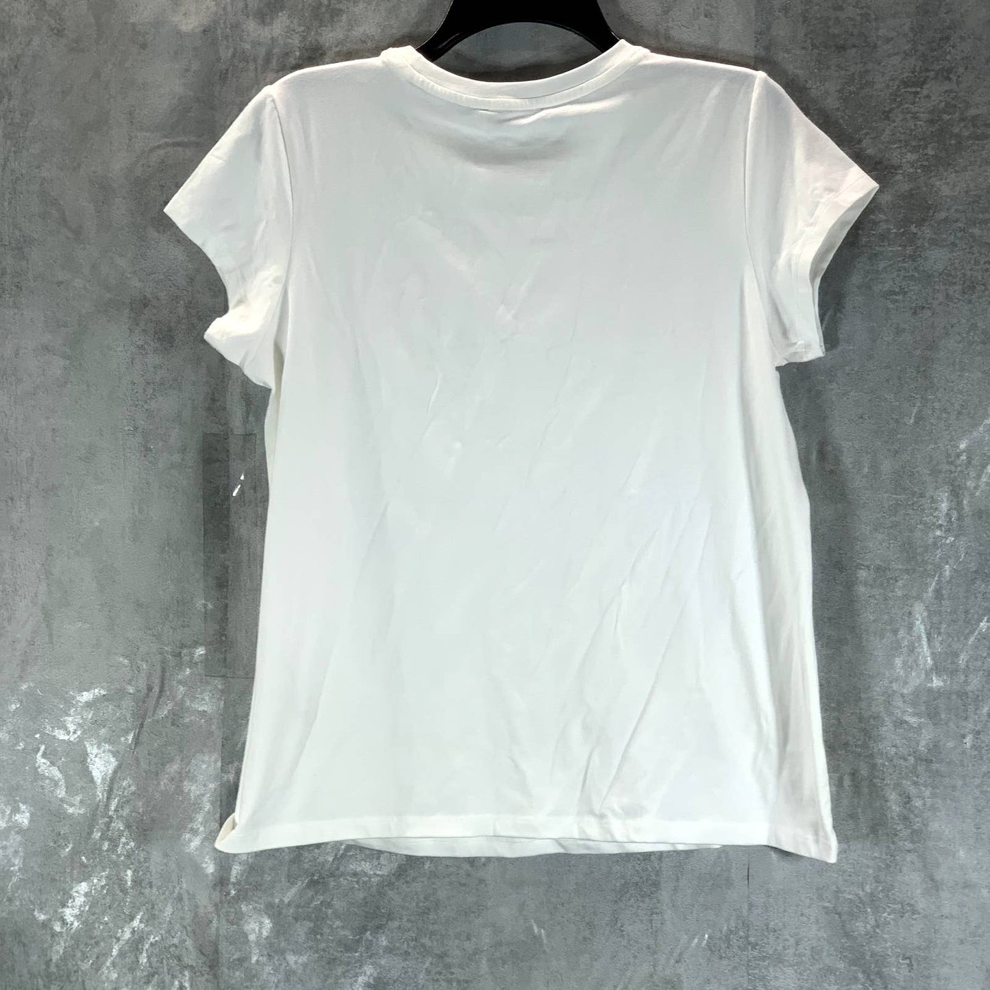 CALVIN KLEIN Women's White Logo Embellished Crewneck Short Sleeve T-Shirt SZ XS