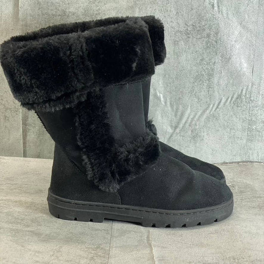 STYLE & CO Women's Black Faux-Fur Witty Cold-Weather Slip-On Ankle Boots SZ 9