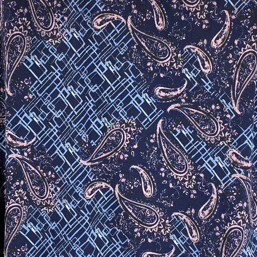 24SEVEN COMFORT APPAREL Women's Blue Printed Elastic Waist Knee-Length Skirt SZS