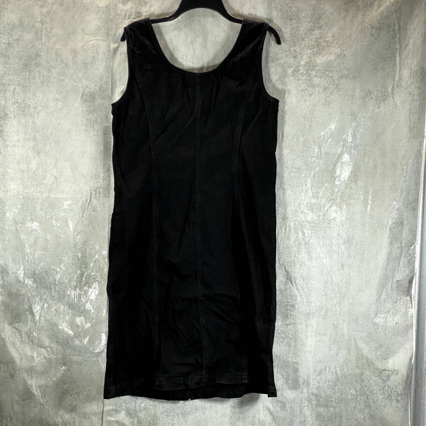 STYLE & CO Women's Black Solid Denim Cotton Button-Front Tank Midi Dress SZ 14