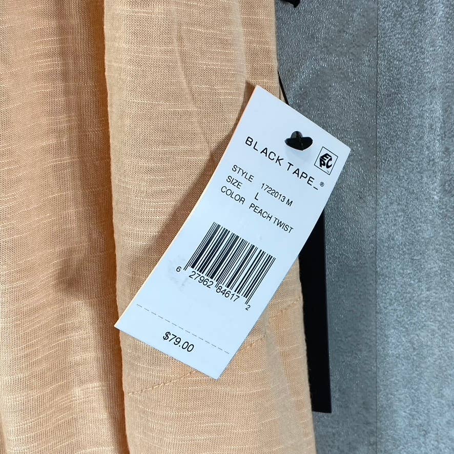 BLACK TAPE Women's Peach Twist V-Neck Textured Empire-Waist Midi Dress SZ L