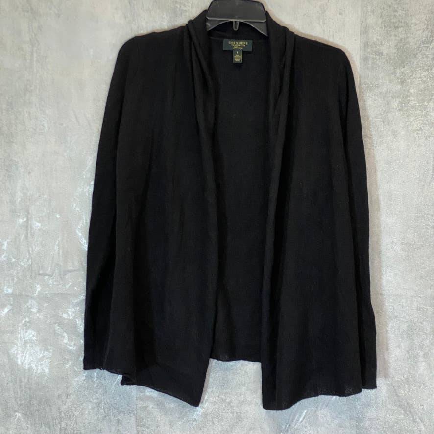 CHARTER CLUB Women's Black Open-Front Relaxed-Fit Cashmere Cardigan SZ S