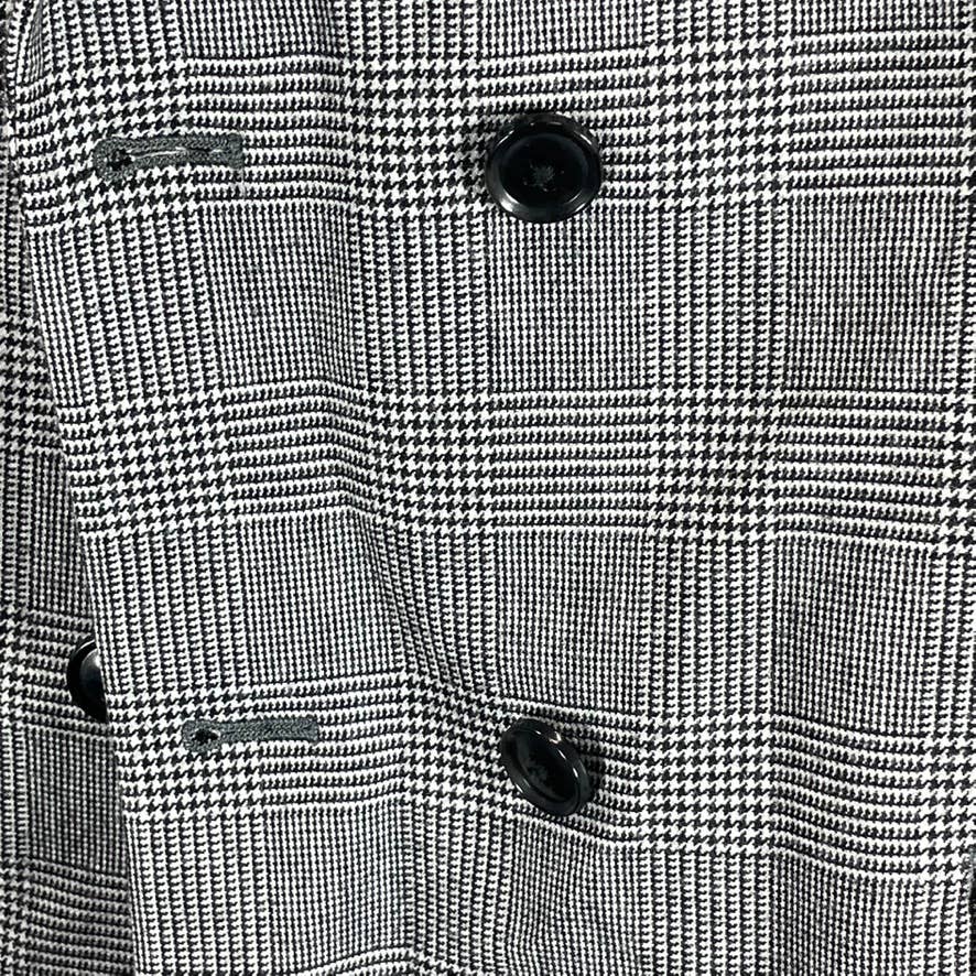 BAR III Men's Black-White Plaid Long Slim-Fit Double-Breast Suit Jacket SZ 42L