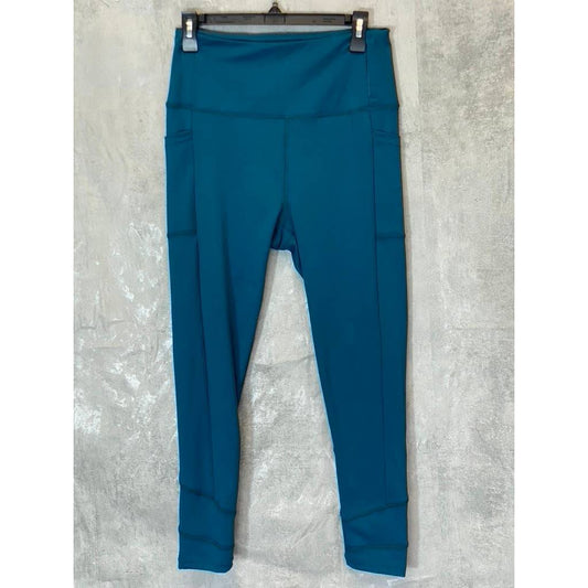 KAY UNGER Women's Teal Stretch High-Waist Media Pocket Pull-On Athletic Leggings SZ L