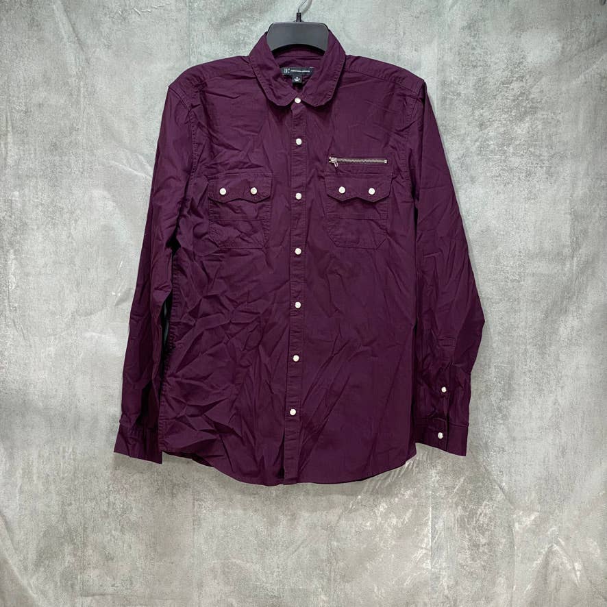 INC INTERNATIONAL CONCEPTS Wine Long Sleeve Harris Utility Shirt SZ M