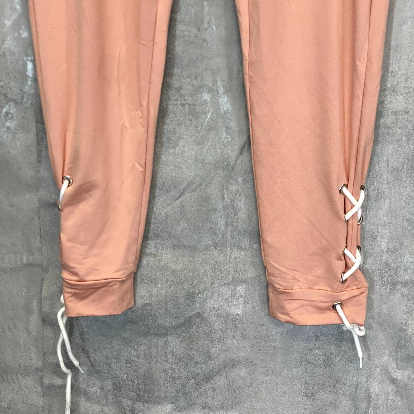 KAY UNGER Women's Peach Tie Hem Drawstring Pull-On Jogger Pants SZ L