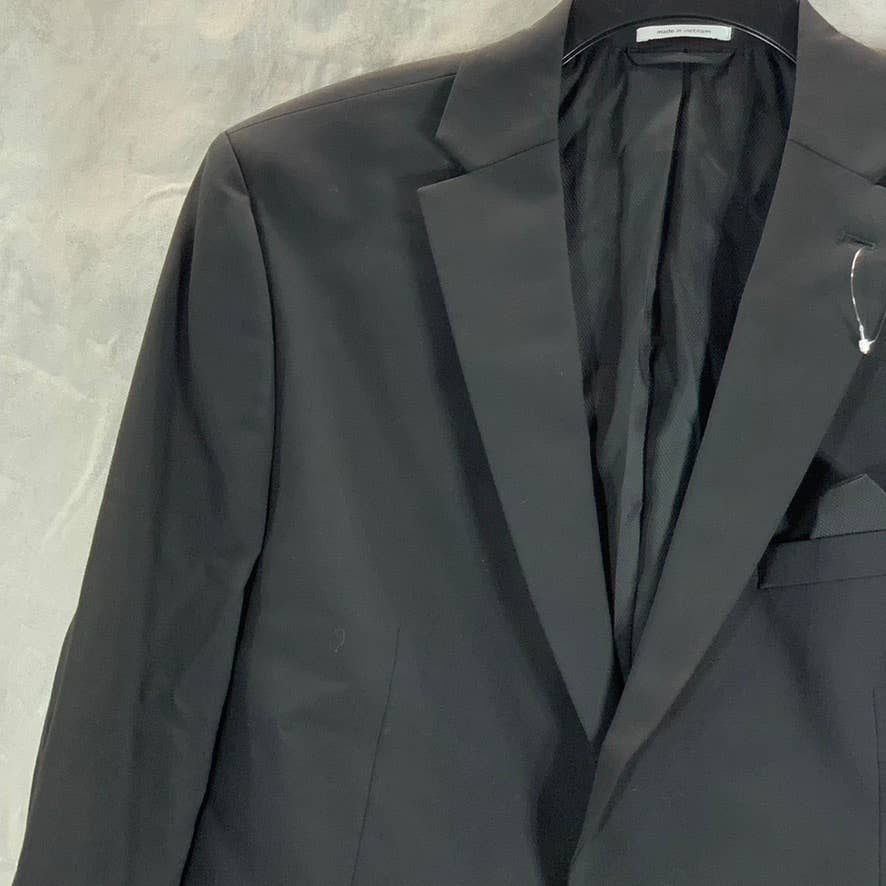 BAR III Men's Solid Black Short Two-Button Slim-Fit Wool Suit Jacket SZ 44S