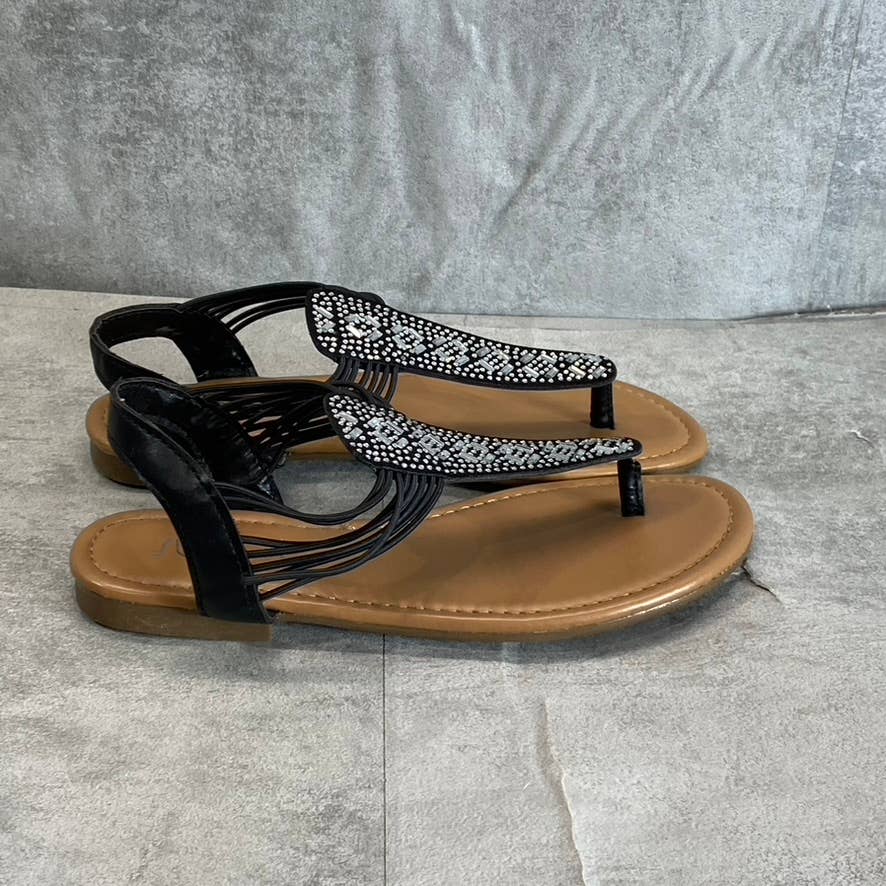 SUGAR Women's Black Bernice Rhinestone Embellished Slingback Sandals SZ S(5/6)
