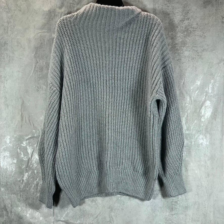 ALFANI Women's Grey Metallic Mock-Neck Long-Sleeve Pullover Sweater SZ XL