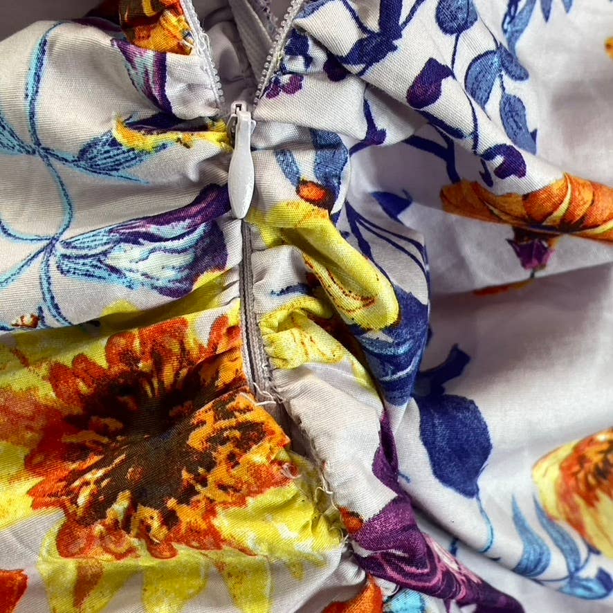 GUESS Women's Lilac Multi Floral V-Neck Ruched Bodycon Mini Sheath Dress SZ 2