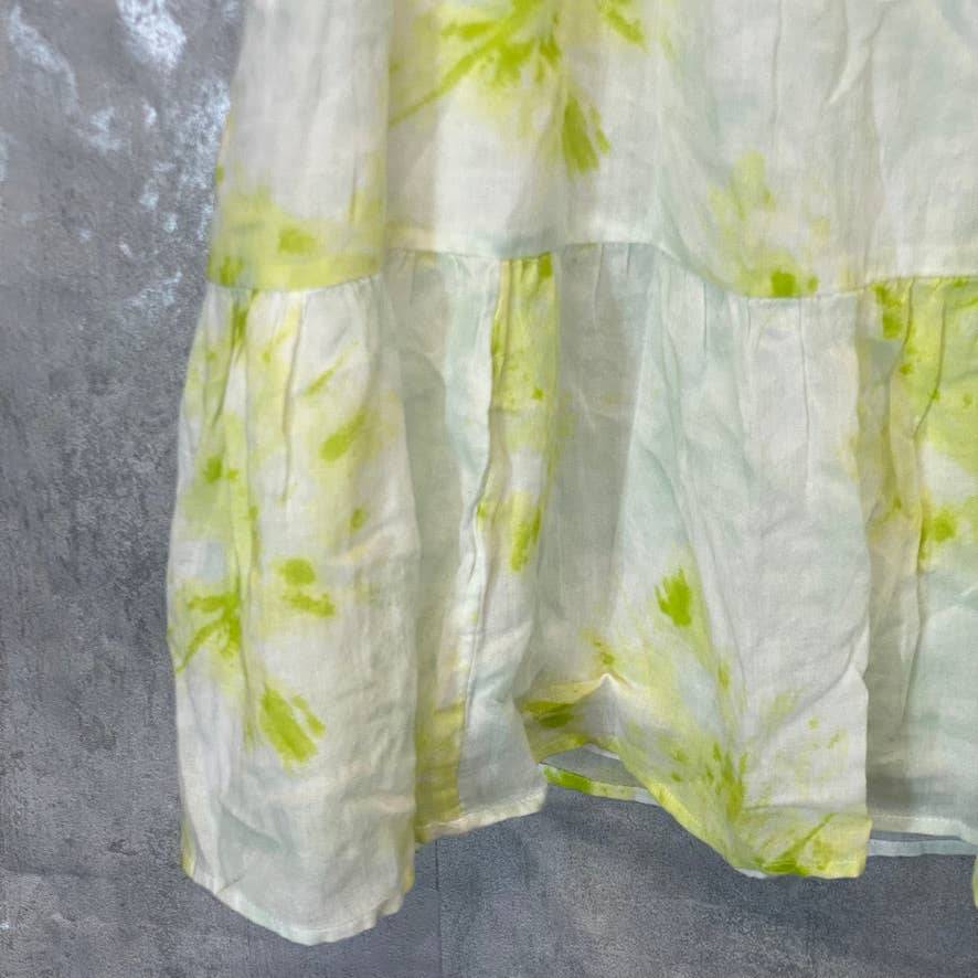 ABOUND Women's Green Dye Spiral Puff Sleeve Square Neck Pullover Mini Dress SZ S