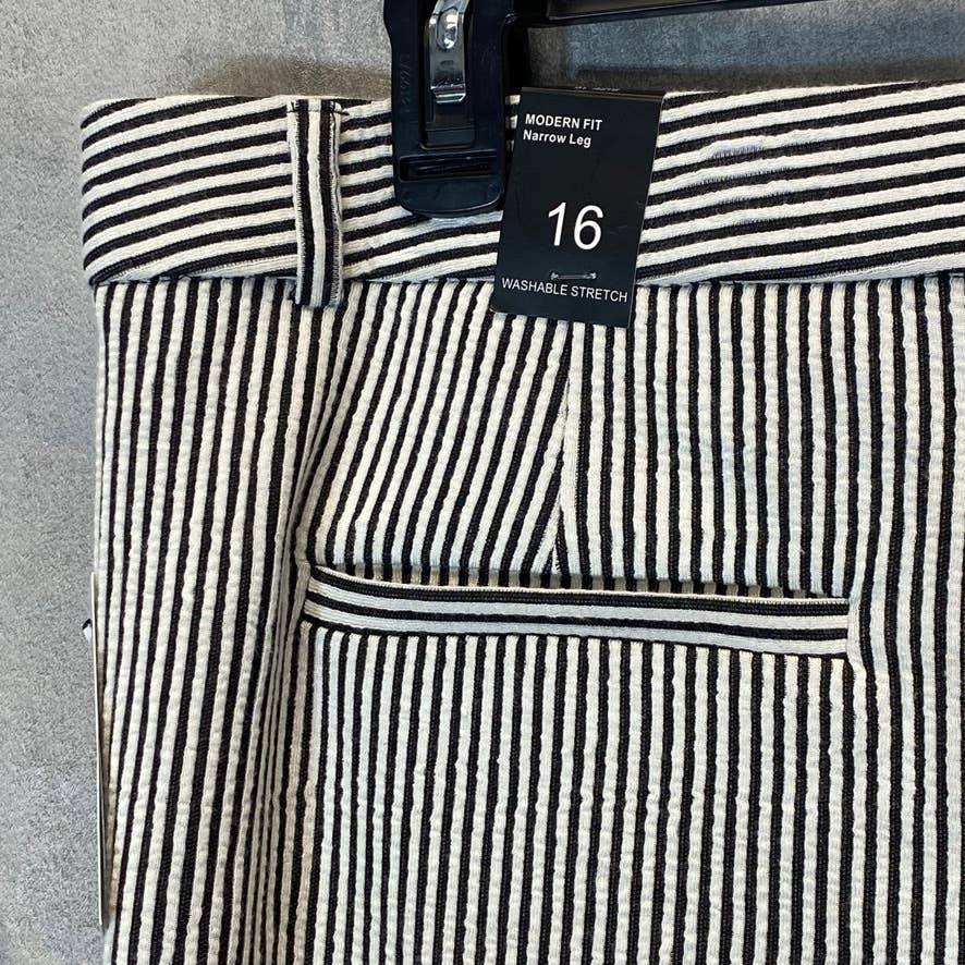 AMANDA + CHELSEA Women's Black/White Pinstripe Ankle Pants SZ 16