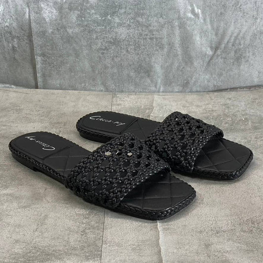 CIRCUS NY By SAM EDELMAN Women's Black Akira Square-Toe Woven Slide Sandals SZ 7