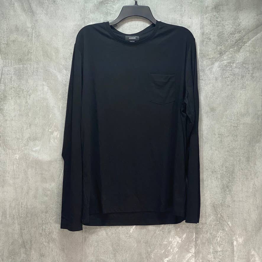 ALFANI ALFATECH Black Long-Sleeve Pocket Shirt SZ L
