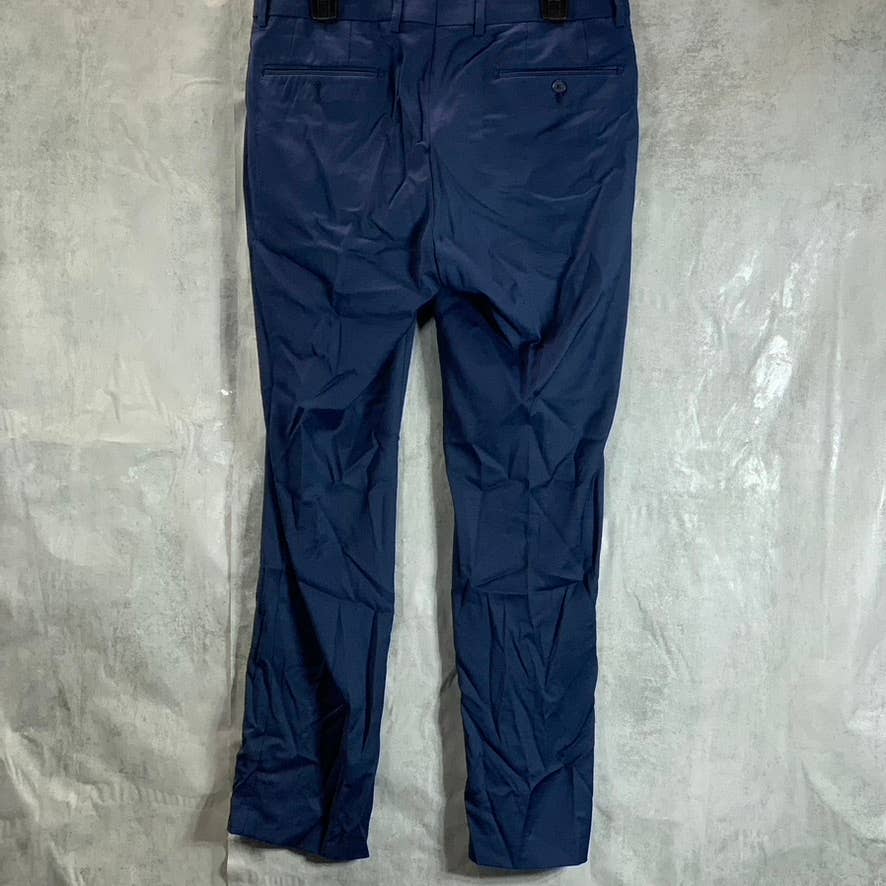 CALVIN KLEIN Men's Solid Blue Slim-Fit Flat Front Dress Pants SZ 34X30