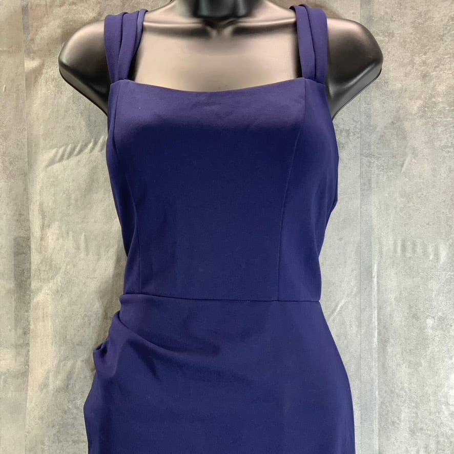 BETSY & ADAM Women's Navy Midi Crepe Pull-Through Back Wrap Dress SZ 10