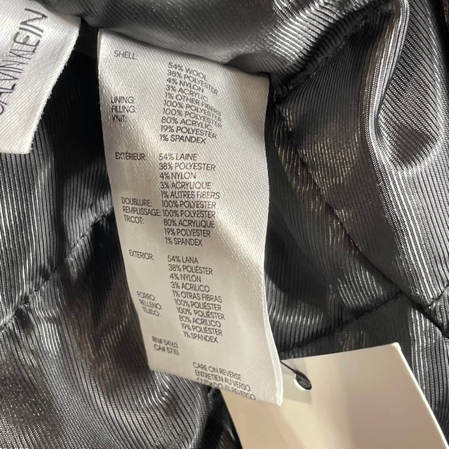 CALVIN KLEIN Men's Solid Black Regular-Fit Wool Knit-Trim Bomber Jacket SZ M