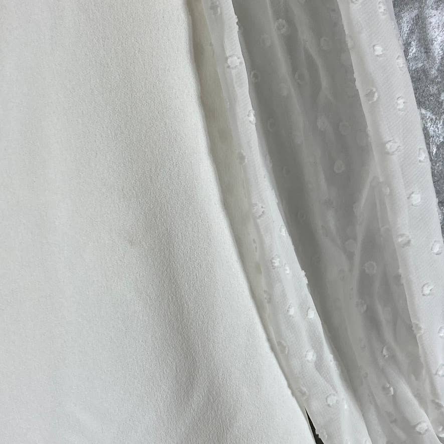 DKNY Women's Cream Illusion Dotted 3/4 Sleeve Crewneck Crepe Shift Mini Dress