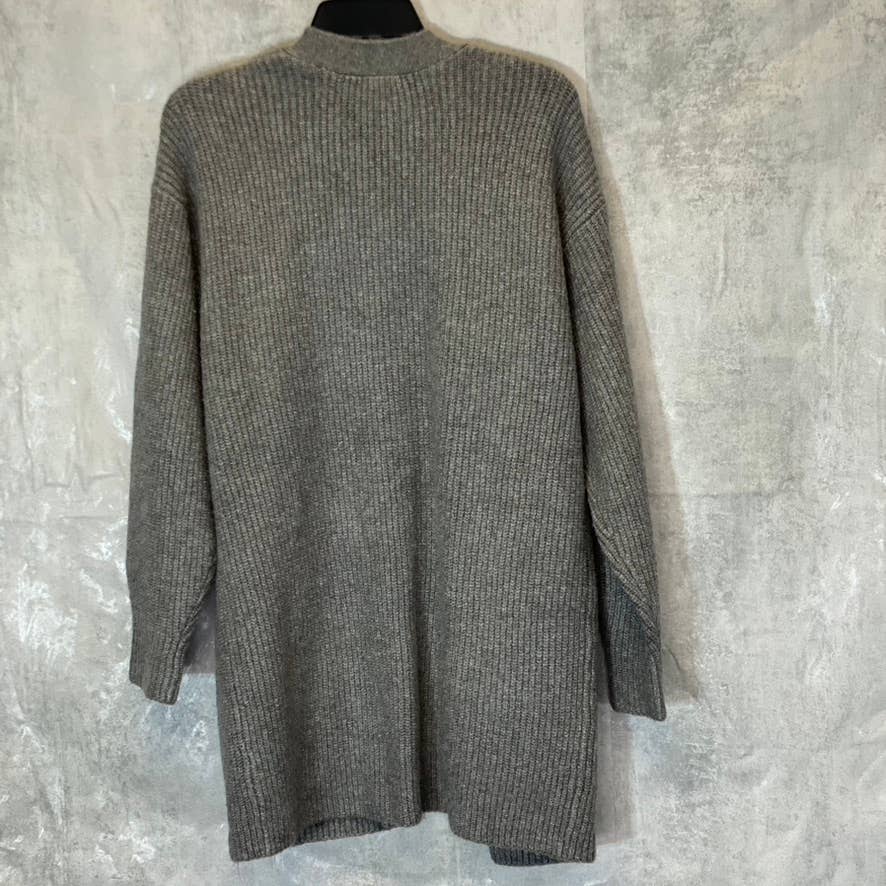 HALOGEN Women's Grey Dark Heather Rib Knit Open-Front Long Cardigan SZ S