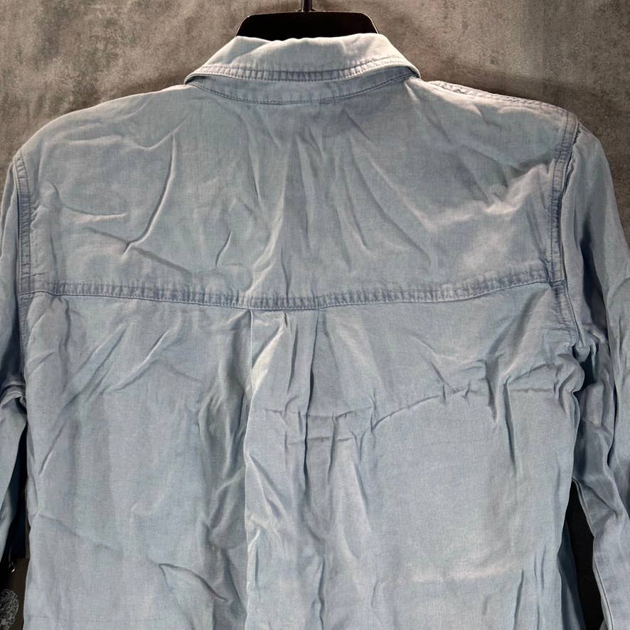 VINCE CAMUTO Women's Arctic Surf Denim Tab-Sleeve Button-Down Top SZ XS