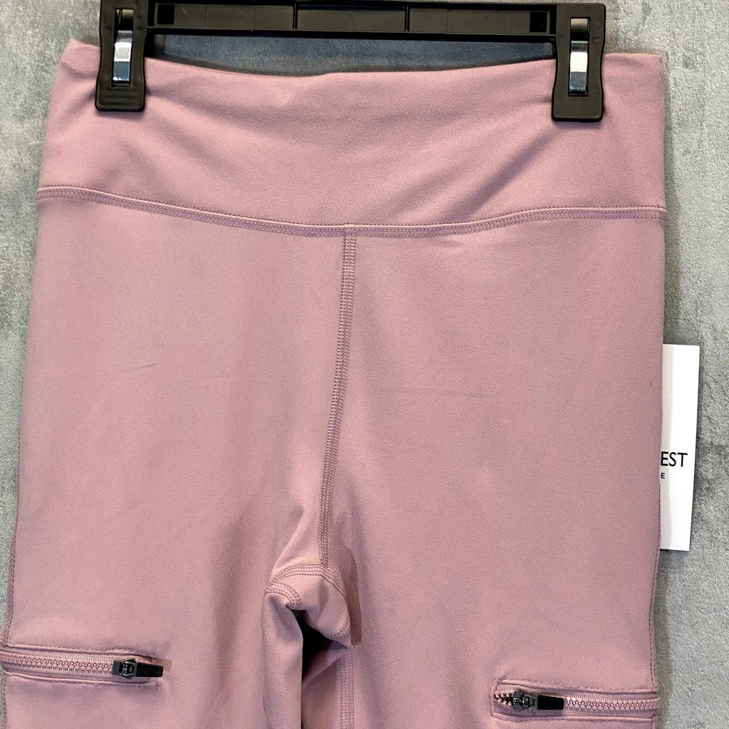 NINE WEST Women's Mauve Shadow Side Zip Stretch Active Pull-On Crop Leggings SZ S