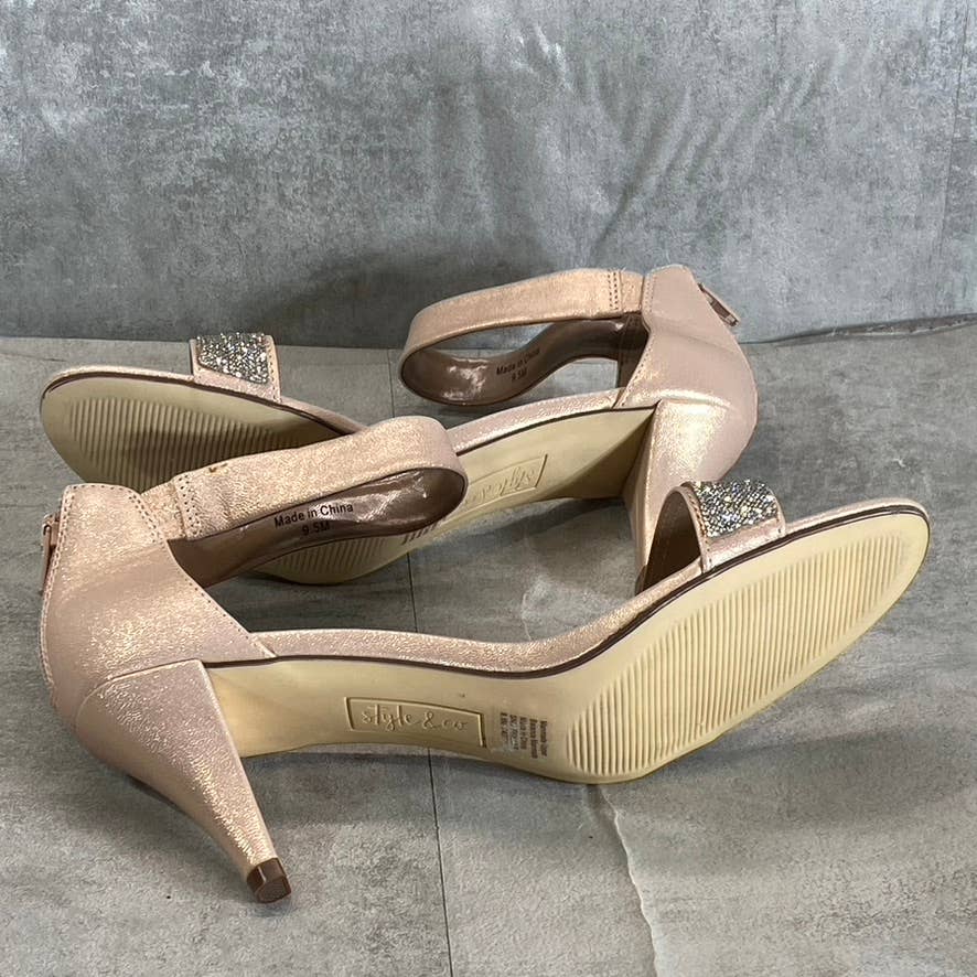 STYLE & CO Women's Blush-Silver Embellished Phillyis Two-Piece Evening Sandals