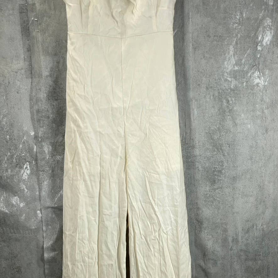 GUESS Women's Cream White Kora Tie-Straps Backless Jumpsuit SZ 4