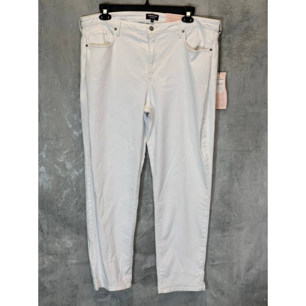 NYDJ Curves 360 Women's Optic White Slim-Straight Side-Slit Ankle Jeans SZ 18