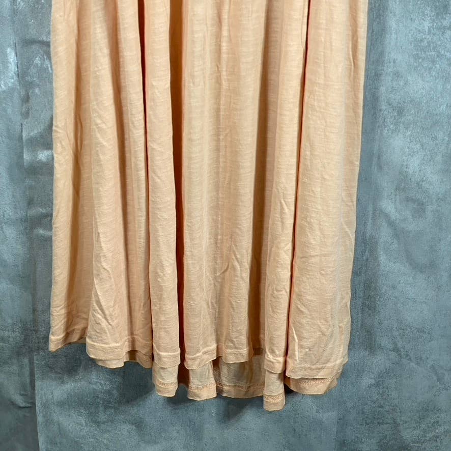 BLACK TAPE Women's Peach Twist V-Neck Textured Empire-Waist Midi Dress SZ L