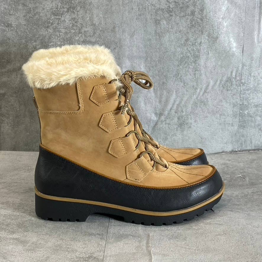 JBU By JAMBU Women's Tan Brunswick Faux-Fur Waterproof Memory Foam Lace-Up Boots SZ 6