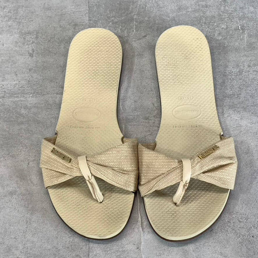 HAVAIANAS Women's Beige You St. Tropez Shine Thong Sandals SZ 9-10