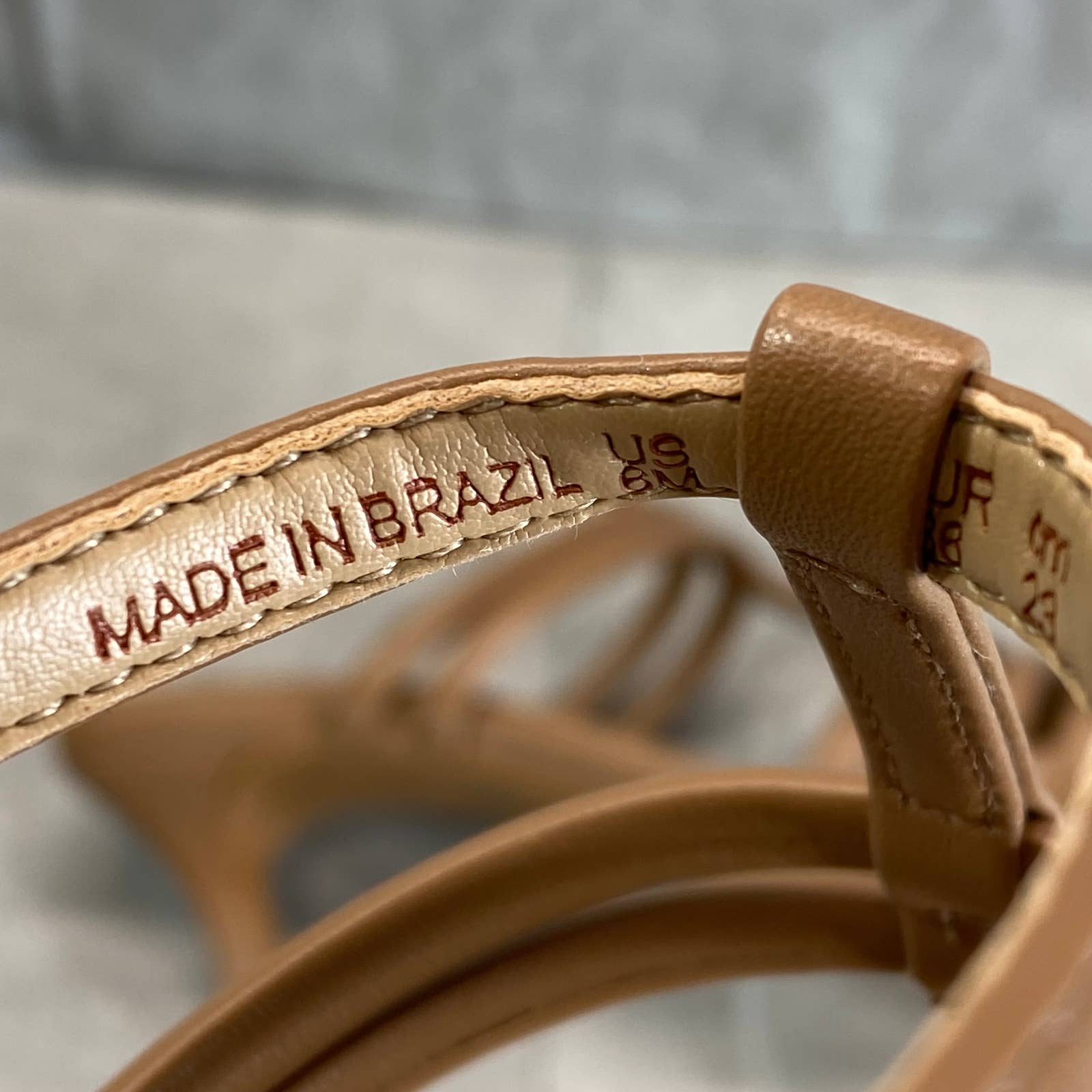 NATURALIZER Women's Cafe Leather Starla Square-Toe Strappy Sandals SZ 6