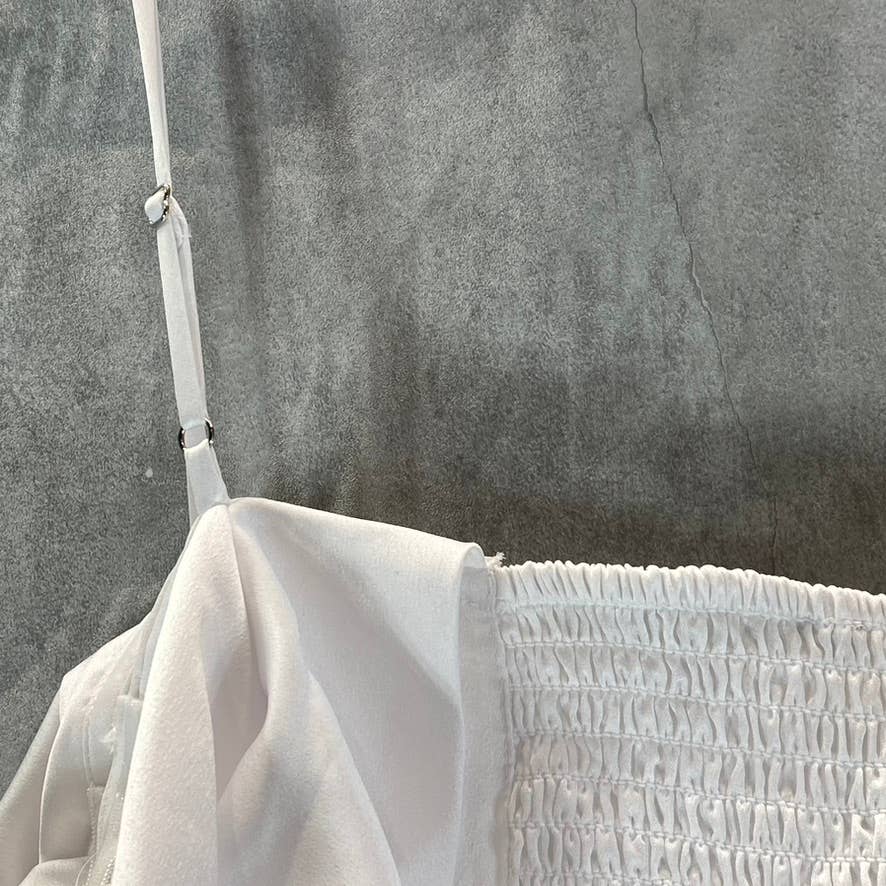 GUESS Women's White Yessica Cold-Shoulder Long-Sleeve Button-Front Top SZ M