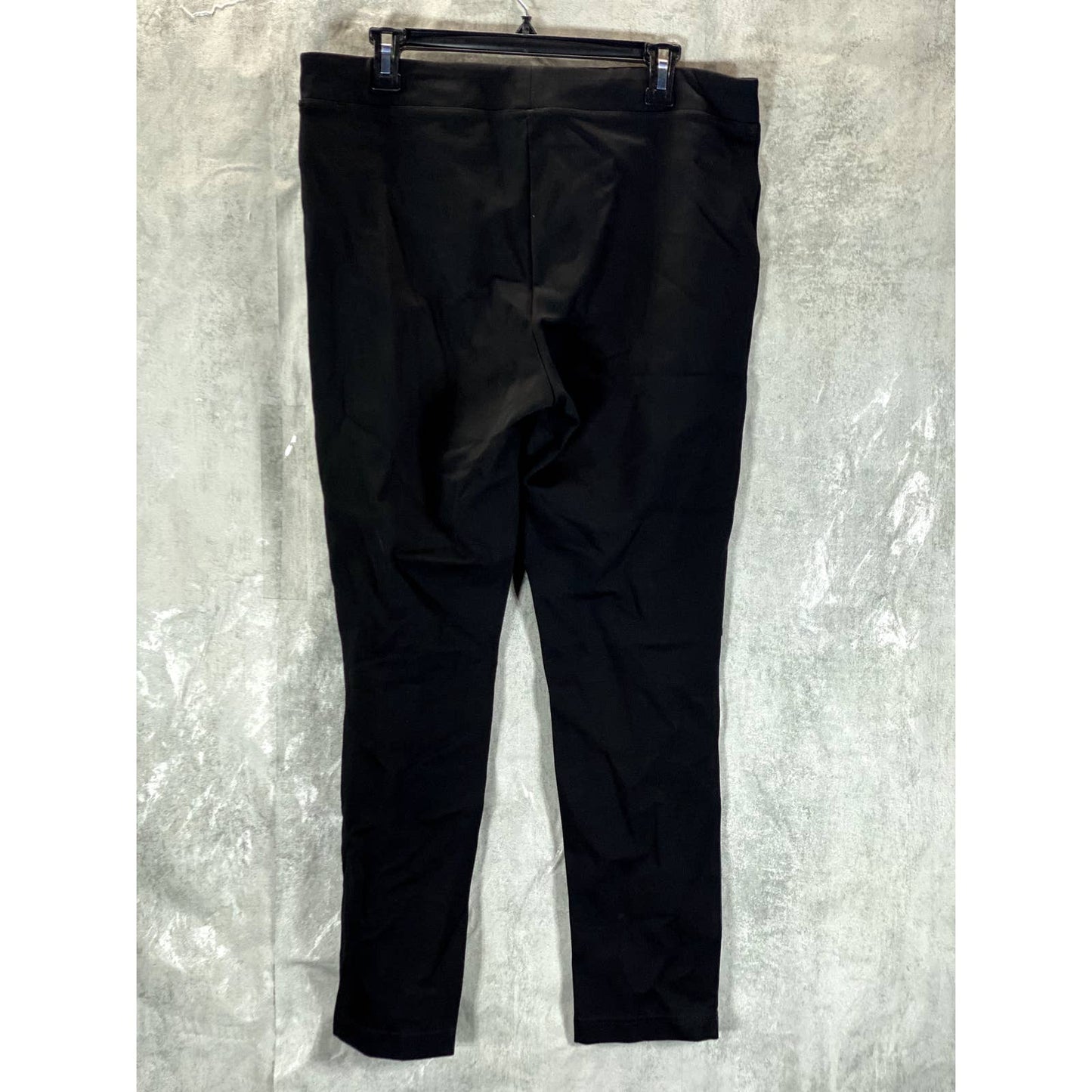 CALVIN KLEIN Women's Black Faux-Leather Mid-Rise Skinny Pull-On Leggings SZ L