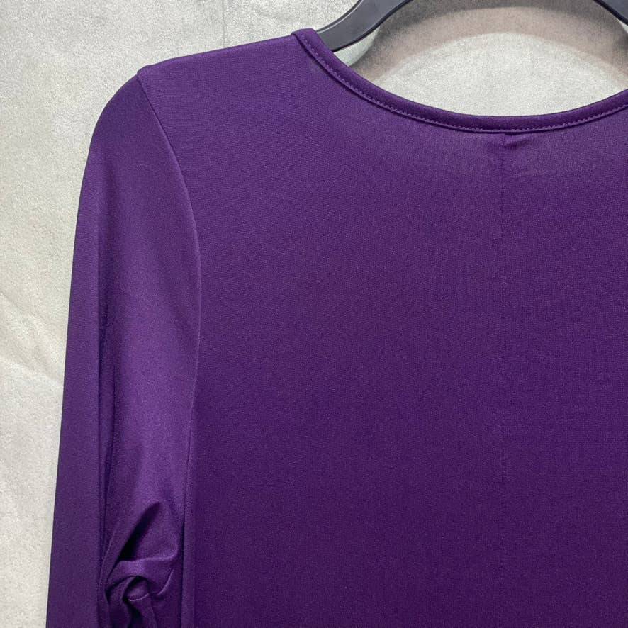 24SEVEN COMFORT APPAREL Purple Form Fitting Long Sleeve Side Slit Maxi Dress SZ XL